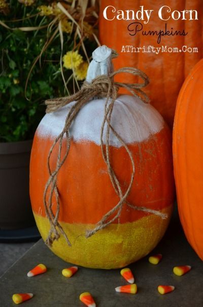 Candy Corn Pumpkin, easy way to decorate a pumpkin without carving it #PumpkinIdeas, Perfect for Kids, #Halloween, #CandyCorn Spider Cupcakes Halloween, Decorate A Pumpkin, Easy Pumpkin Decorating, Pumpkin Easy, Candy Corn Pumpkin, Harvest Thyme, Centrepiece Ideas, Cupcakes Halloween, Patch Party