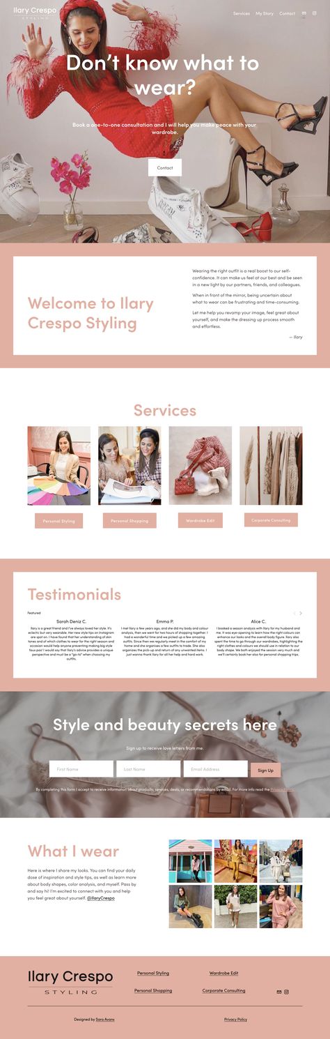 Fashion stylist website, designed with Squarespace. Fashion Stylist Website, Personal Shopper Logo, Identity Logo Design, Brand Identity Logo, Styling Fashion, Squarespace Website, Identity Logo, Personal Shopper, Fashion Stylist