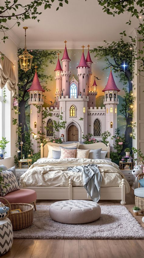 Boho Bedroom Ideas for Kids Enchanted Forest Kids Room, Fairy Bedroom Ideas For Kids, Castle Bedroom Kids, Forest Kids Room, Boho Kids Bedroom, Enchanted Forest Bedroom, Kids Bedroom Themes, Enchanted Bedroom, Fairytale Room