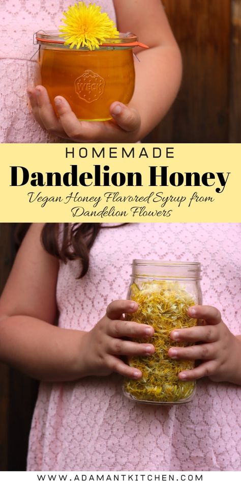 Dandelion Honey Recipe (from Flowers) Dandelion Honey Recipe, Dandelion Honey, Fruit Butter, Flower Recipes, Dandelion Tea, Foraging Recipes, Work Food, Healing Garden, Work Meals