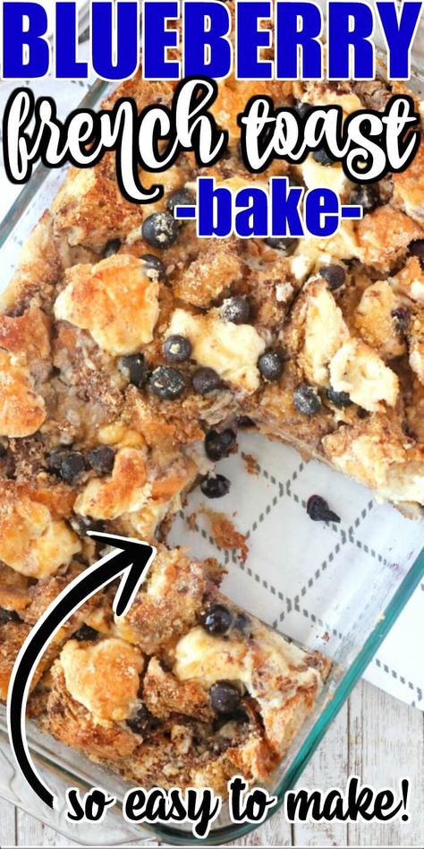 BLUEBERRY FRENCH TOAST CASSEROLE RECIPE Blueberry French Toast Bake, Easy Breakfast Treats, Blueberry French Toast Casserole, Stuffed French Toast Cream Cheese, Blueberry Pancakes Recipe, French Toast Casserole Recipes, Toast Casserole, Blueberry French Toast, Blueberry Cream Cheese