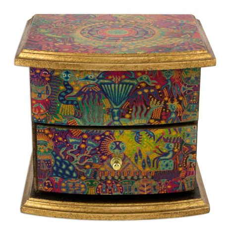 UNICEF Market | Contemporary Handcrafted Multicolor Decoupage Gold Trimmed J - Huichol Quest Mexican Restaurant Design, Decoupage Jewelry Box, Decoupage Jewelry, Home Accessories Ideas, Hand Jewelry Rings, Jewerly Boxes, Simple Silver Jewelry, Paint Tips, Decoupage Diy