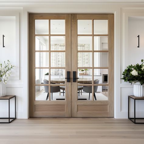 Interior Doors – Timber & Hutch Interior Double French Doors, Double French Doors, Glass Interior, White Picket Fence, Picket Fence, Glass Doors, White Oak, French Doors, Dining Room