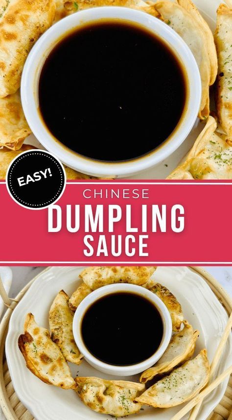 Dip your favorite eggrolls, dumplings, or other Asian favorites into this incredibly easy and delicious homemade dumpling sauce! It takes less than a minute to make and only needs three ingredients. The sauce recipe is adaptable and can be altered to fit your tastes with grated ginger or chili flakes. Chinese Dumpling Sauce Recipe, Chinese Dumpling Sauce, Fried Dumplings Chinese, Potsticker Sauce, Dumplings Chinese, Dumplings Recipe Chinese, Wonton Dumplings, Dumpling Dipping Sauce, Chinese Dumpling