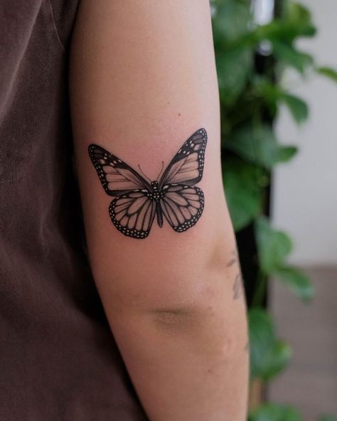 Minnie Fanselow-Brown | Love a monarch 🥰 #monarch #monarchbutterfly #butterfly #butterflytattoo #monarchbutterflytattoo | Instagram Female Butterfly Tattoos, Anatomical Butterfly Tattoo, Butterfly Tattoo Black, Monarch Butterfly Tattoo Thigh, Monarch Butterfly Tattoo Stencil, Monarch Black And White Tattoo, Black Monarch Butterfly Tattoo, Tattoo Ideas Monarch Butterfly, Monarch Fine Line Tattoo