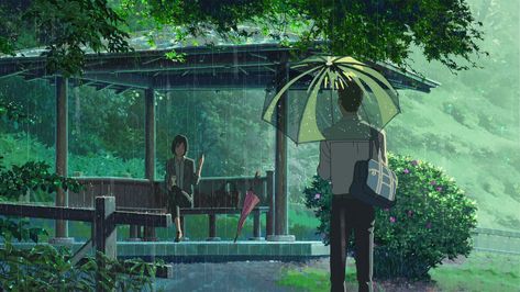 Makoto Shinkai Movies, Makoto Shinkai, Shinjuku Gyoen, The Garden Of Words, Garden Of Words, Japanese Animated Movies, Graphisches Design, Words Wallpaper, Japon Illustration