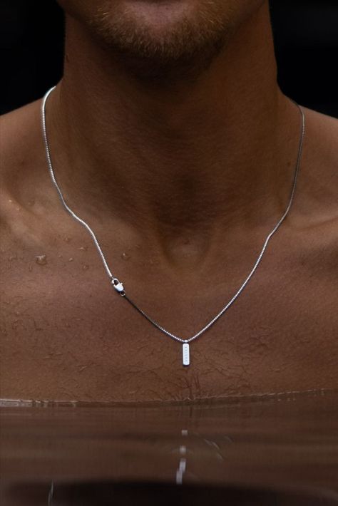 Guy Jewelry, Mens Silver Chain Necklace, Mens Silver Jewelry, Silver Chain For Men, Mens Silver Necklace, Mens Jewelry Necklace, Minimal Jewelry, Mens Accessories Jewelry, Mens Pendant