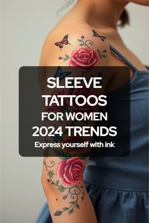 sleeve tattoo designs for women Temporary Sleeve Tattoos For Women, Tattoo Sleeve Designs Women Ideas, Adding To Existing Tattoo, Classy Upper Arm Tattoos For Women, How To Start A Tattoo Sleeve, Women’s Fine Line Sleeve Tattoo Ideas, Black And Red Sleeve Tattoo Women, Tattoo Ideas Lower Arm, Tattoo Roses Arm