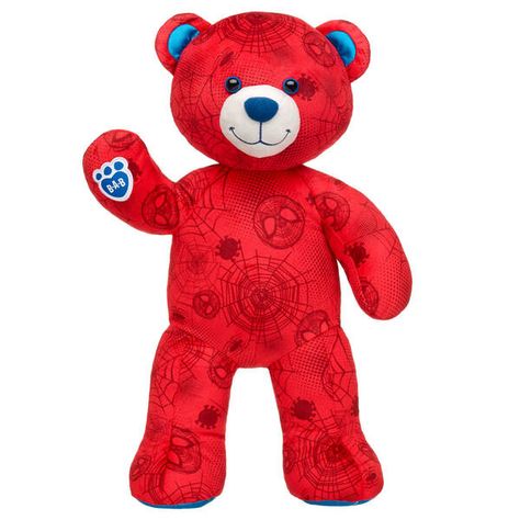 Exclusive Spider-Man Teddy Bear | Build-A-Bear® Spiderweb Design, Custom Stuffed Animal, Book Graphic, Toys Land, Red Fur, Paw Pads, Colorful Gifts, Party Stores, Build A Bear