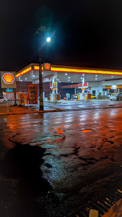 Shell Gas Station, Night Scenery, Architecture Visualization, Great Memories, Gas Station, Mural, Architecture