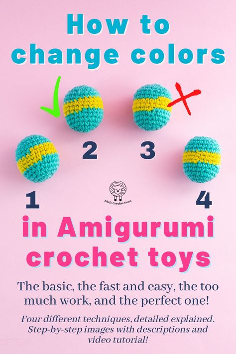 Crochet Farm, Change Colors In Crochet, Crochet Eyes, Amigurumi Tutorial, Crochet Amigurumi Free Patterns, Crochet Amigurumi Free, Holiday Patterns, Best Color, Crochet Stitches Tutorial