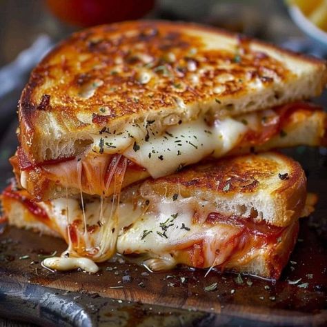 Pizza Grilled Cheese - Tasty Recipes Pepperoni And Cheese Sandwich, Grilled Cheese With Mozzarella, Garlic Parmesan Grilled Cheese, Grilled Cheese Pizza Recipes, Grilled Cheese With Pepperoni, Grilled Cheese Pepperoni Pizza, Pepperoni Pizza Sandwich, Cowboy Grilled Cheese, Garlic Parmesan Pizza Grilled Cheese