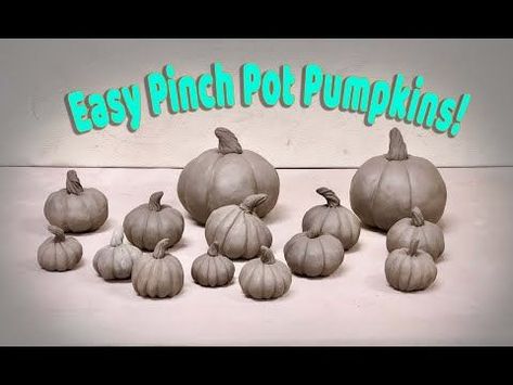 Two Ways to Make EASY Pinch Pot Pumpkins! Great for Beginners! - YouTube | Pinch pots, Clay pinch pots, Pumpkin pottery Clay Pinch Pot Pumpkins, How To Make Ceramic Pumpkins, Air Dry Pinch Pots, Pinch Pot Pumpkin Ideas, Clay Pumpkins Diy, How To Make A Pinch Pot, Pumpkin Pinch Pot, Halloween Pinch Pots, Air Dry Clay Pinch Pot Ideas