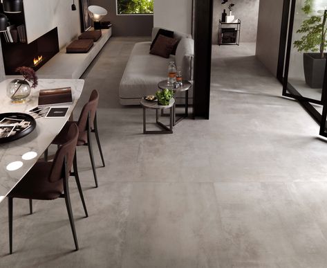 Modern interiors from Minoli Tiles.   Presenting Minoli Boost Pearl concrete-look tiles for floor and walls. Use this matte porcelain tile throughout the home and extend out to the exterior to maximise the visual of space.  #minoli #tiles #concreteeffecttiles #concretelooktiles #concreteeffect #concretetiles #porcelaintiles #greyconcretetiles #floortiles #brushedconcrete #brushedconcretetiles #greytiles #greyconcretetiles #greyfloortiles #greymattetiles #mattegreytiles Atlas Concorde, Pearl Tile, Concrete Look Tile, Large Format Tile, Modern Tiles, Grey Tiles, Concrete Tiles, Porcelain Flooring, Porcelain Floor Tiles