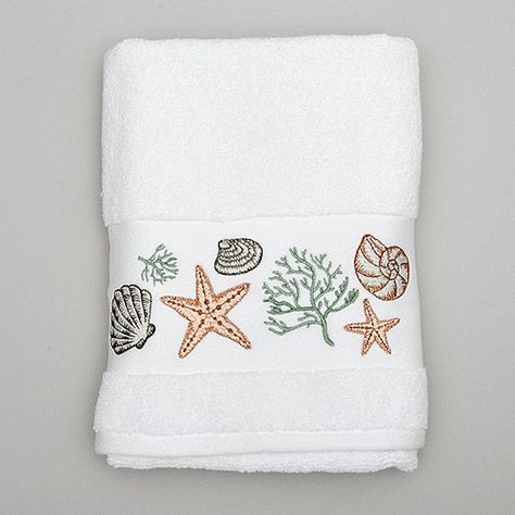 New Display Bath Towels Embroidered Bath Towels Machine Embroidery, Hand Towel Embroidery Designs, Display Bath Towels, Coastal Room Decor, Towel Embroidery Designs, Embroidered Bath Towels, Flower Machine Embroidery Designs, Towel Embroidery, Crochet Blocks