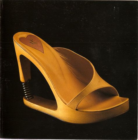 Armando Pollini  Leather, spring and wood shoe, 1980 Andre Perugia, Fashion Illustration Shoes, Dream Shoe, Designer Shoe, Wood Shoes, Shoe Last, 60th Anniversary, Junya Watanabe, Museum Collection