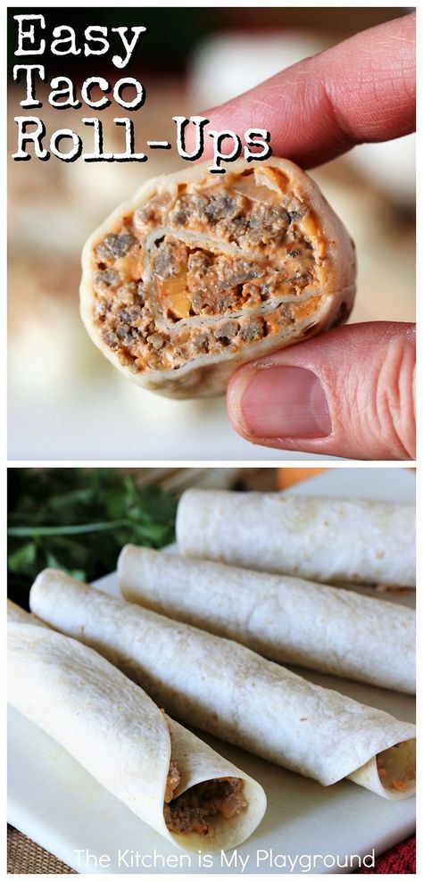 Taco Roll Ups, Taco Pinwheels, Taco Tortilla, Taco Roll, Cheesy Ground Beef, Ground Beef Taco, Taco Filling, Tortilla Rolls, Roll Ups Recipes