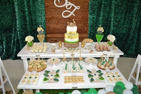 Gold and Hunter Green Safari Baby Shower - Baby Shower Ideas - Themes - Games Gold Safari Baby Shower, April Baby, Safari Baby Shower Boy, Ideas For Baby Shower, Baby Shower Safari Theme, Jungle Baby Shower Theme, Shower Desserts, Baby Shower Desserts, Safari Birthday Party