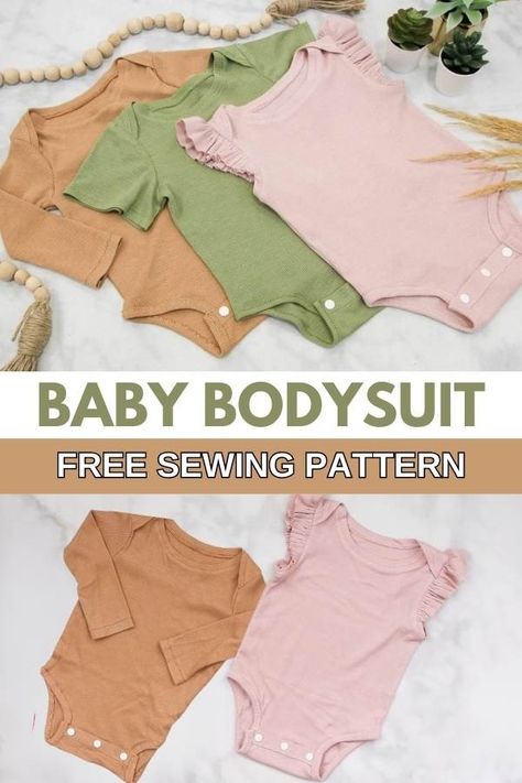 Baby Bodysuit FREE sewing pattern (Preemie to 2yrs) + video - Sew Modern Kids Free Kids Sewing Patterns, Sewing Patterns For Boys, Sewing Patterns For Baby, Accessories Sewing Patterns, Onesie Pattern, Sewing Patterns For Babies, Baby Sewing Patterns Free, Toys To Sew, Baby Born Clothes