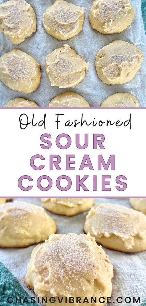 You're going to love thesse Old Fashioned Sour Cream Cookies with Browned Butter Frosting that are easy to make and totally delicious! Soft, quick and absolutely yummy. These are an Amish-based recipe, well loved for ages! Amish Cookies, Old Fashioned Sugar Cookies, Sour Cream Frosting, Sour Cream Cookies, Christmas Sugar Cookie Recipe, Sour Cream Sugar Cookies, Cookie Icing Recipe, Brown Butter Frosting, Sugar Cookie Recipe Easy