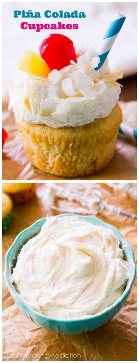 Pins Colada, Pina Colado, Pineapple Coconut Cupcakes, Cupcakes Summer, Pina Colada Cupcakes, Pineapple Cupcakes, Coconut Frosting, Coconut Cupcakes, Cupcake Recipe