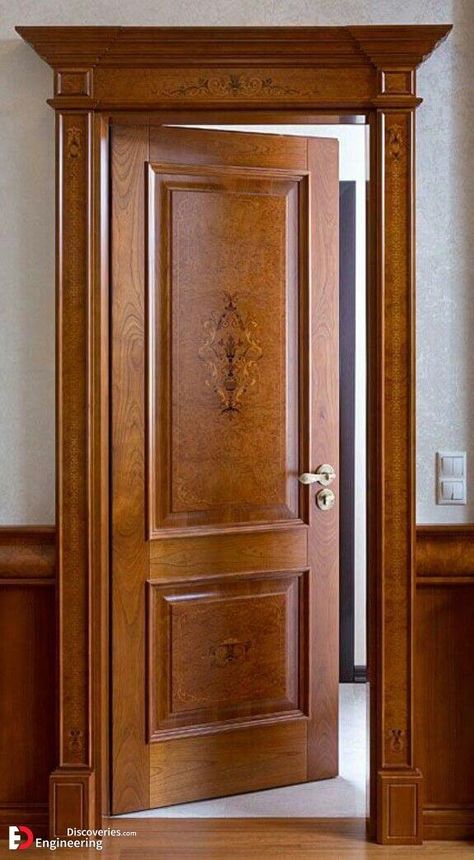 Top 45 Beautiful And stylish Wooden Door Design Ideas - Engineering Discoveries Tor Design, Pintu Interior, Wooden Door Entrance, House Main Door, Modern Wooden Doors, House Main Door Design, Single Door Design, Door Design Photos, Front Door Design Wood