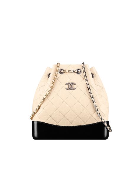 CHANEL's GABRIELLE backpack, aged calfskin, smooth calfskin, silver-tone & gold-tone metal-beige & black - CHANEL Mochila Chanel, Tas Lv, Backpack Beige, Chanel Backpack, Fall Handbags, It Bag, Gabrielle Chanel, Luxury Purses, Burberry Handbags