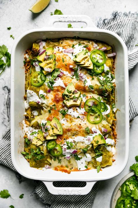 Chicken And Corn Enchiladas, Chicken Enchiladas Tomatillo Sauce, Enchilada Photography, Homemade Green Enchiladas, Chicken Enchiladas With Green Sauce Corn Tortillas, Fall Enchiladas, Enchiladas Photography, Enchilada Recipe Green Sauce, Green Sauce Chicken Enchiladas