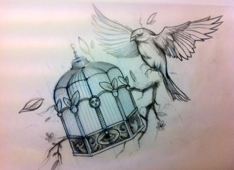 Caged Bird tattoo - I'd like something more dramatic; the cage breaking, you know Caged Bird Tattoo, Birdcage Tattoo, Cage Tattoo, Cage Tattoos, Caged Bird, Bird Tattoo, Breaking Free, Free Tattoo, Great Tattoos