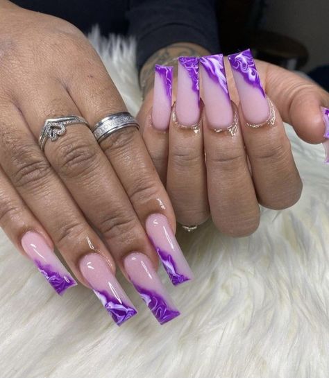 50 Dress, Books Open, Purple Acrylic Nails, Long Acrylic Nail Designs, Purple Nail Designs, Ombre Acrylic Nails, Colored Acrylic Nails, Girly Acrylic Nails, Dope Nail Designs