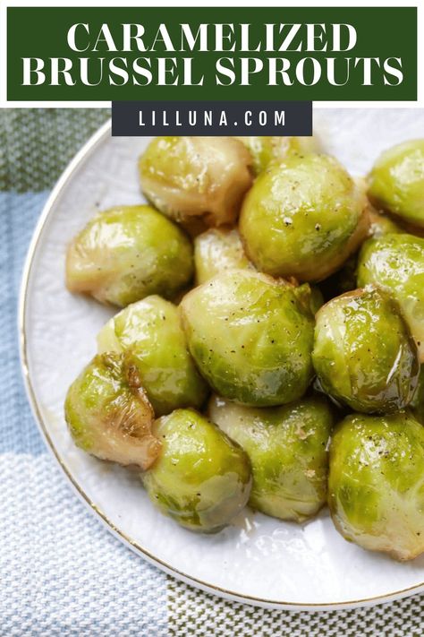 Fabulously sweet and a little crispy, these caramelized Brussel sprouts are one of our favorite side dishes! #brusselsprouts #vegetablesides #sidedish #veggies #easysides Caramelized Brussel Sprouts, Cooking Brussel Sprouts, Sprouts Recipe, Gluten Free Sides Dishes, Sprout Recipes, Homemade Gluten Free, Brussels Sprouts Recipe, Grain Free Recipes, One Pan