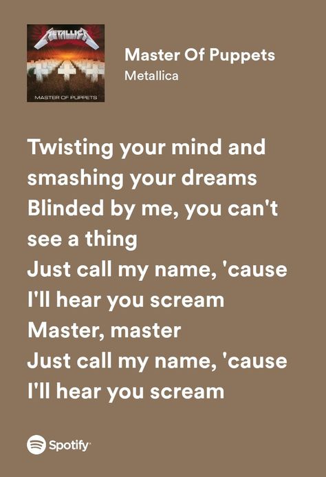 Metallica Lyrics, Ghost Oc, Random Lyrics, Spotify Quotes, Wall Pics, Midnight Rain, Master Of Puppets, Lyrics Song, Spotify Lyrics