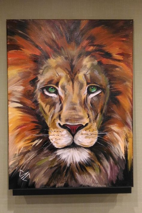 Animal Paintings Acrylic, Canvas For Beginners, Lion Painting, Canvas Drawings, Soyut Sanat Tabloları, Easy Canvas Painting, Painting Art Lesson, Canvas Painting Diy, Lion Art