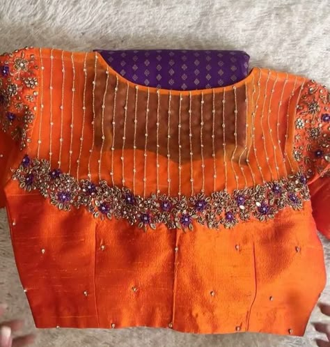 Shoulder Blouse Designs, Cold Shoulder Blouse Designs, Wedding Blouses, Maggam Blouses, Magam Work, Maggam Blouse, Netted Blouse Designs, Blouse Designs High Neck, Blouse Works