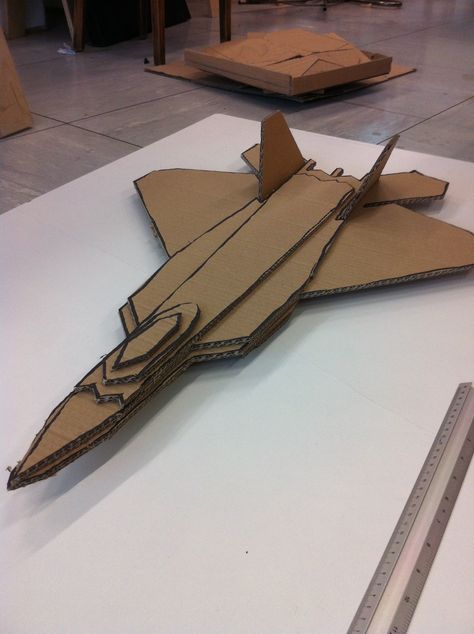 Large F22 Front Angle View Cardboard Plane, Cardboard Airplane, Airplane Craft, Airship Model, Cardboard Projects, Paper Airplane Models, Beatles Cartoon, Airplane Crafts, Cardboard Model