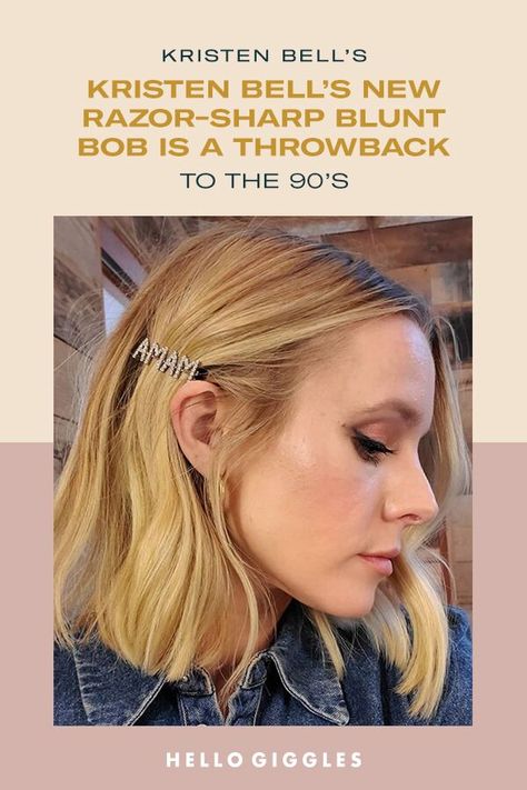 Kristin Bell Hair Short, Kristen Bell Bob Haircut, Kristen Bell Hair Bangs, Kristen Bell Hair, Kristen Bell Long Hair, Kristen Bell Nobody Wants This Hair, Edgy Bob, Wavy Lob, 90s Girl