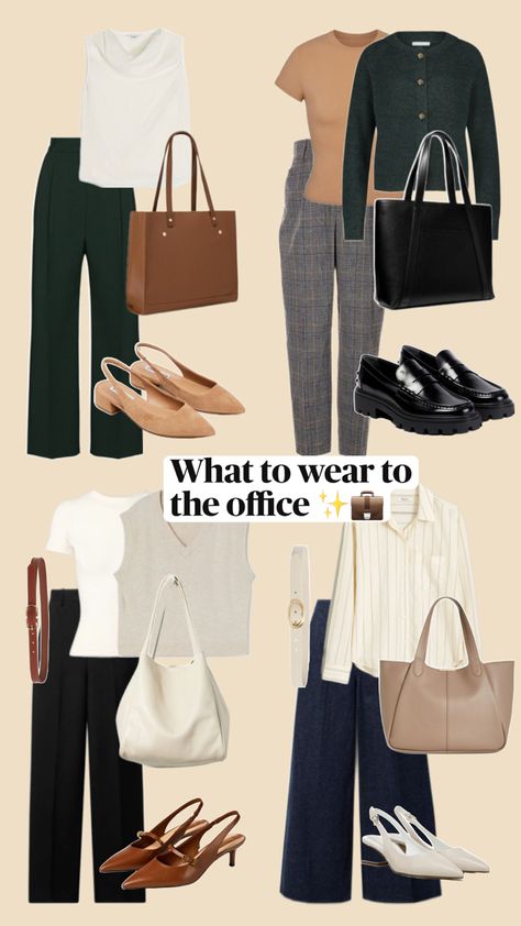 Looks for the work week First Day Work Outfit, What To Wear To Work, Fall Basics, Office Wear Women, Work Week, Wear To Work, Day Work, Clothing Ideas, Office Wear