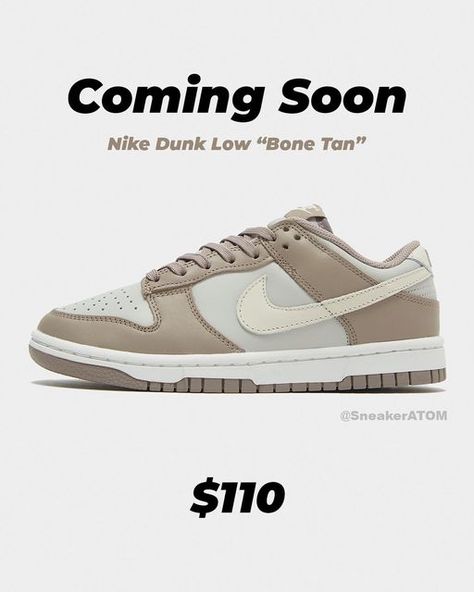 Sneaker News on Instagram: "The Nike Dunk Low “Bone Tan” is expected to release soon for the retail price of $110 USD ☕️ How do you rate these? Fire 🔥 or Trash 🚮 ? Stay Tuned on @SneakerATOM 🔔 Need help buying Nike Dunks for retail price? Join @SneakerATOM - Link is in BIO 👋" Nike Dunk Low Bone Tan, Low Dunks, Aesthetic Shoes, Nike Dunk Low, Dunk Low, Shoes Trainers, Nike Dunk, Brooks Sneaker, Nike Dunks