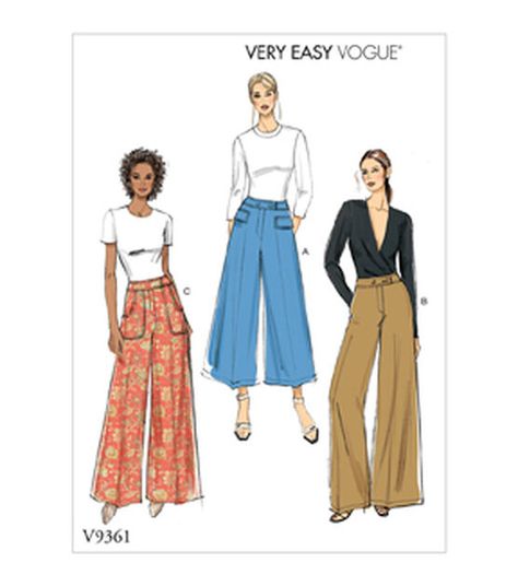 Vogue V9361 Size 6 to 14 Misses Petite Pants Sewing Pattern | JOANN Pants Sewing Pattern, Vogue Sewing, Vogue Sewing Patterns, Vogue Pattern, Timeless Wardrobe Staples, Vogue Patterns, Petite Pants, Easy Sewing Patterns, Pants Pattern