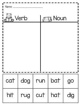 Verbs Kindergarten Worksheets, Nouns Kindergarten Free, Noun Verb Worksheets, Verb Worksheets For Kindergarten, Verb Anchor Chart First Grade, Kindergarten Nouns And Verbs, Kindergarten Review Worksheets, Pelajaran Tk, Identify Nouns And Verbs In Sentences