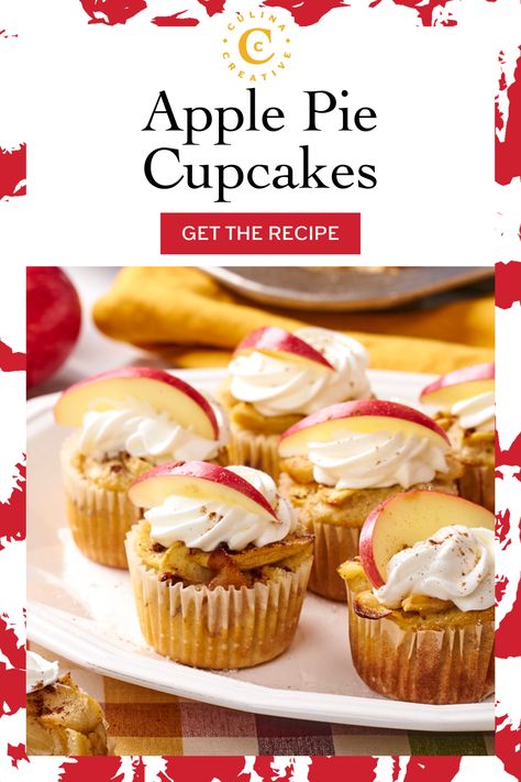 Looking for an easy apple pie cupcakes recipe or cupcake recipes from box cake mixes?  Try these incredibly apple pie cupcakes the next time you need an easy dessert recipe!  These apple cupcakes are perfect for any time of year and come together in 35-40 minutes. Apple Pie Cupcakes With Cake Mix Boxes, Simple Dessert Recipes Quick, Apple Pie Cupcakes Recipe, Dessert Recipes Pie, Muffin Recipes Easy, Dessert Recipes Apple, Fall Potluck, Dessert Recipes Quick, Apple Pie Cupcakes