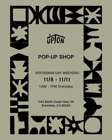 Save the date! Join us Veterans Day Weekend for our first-ever pop-up shop! Featuring our entire catalog of Upton pieces available for purchase, unique originals from Michael Upton, curated experiences, and more. Additional details to come soon - stay tuned! Pop Up Store Poster, Pop Up Poster, Veterans Day Weekend, Store Poster, Up Poster, Us Veterans, Come Soon, Handmade Artwork, Pop Up Store