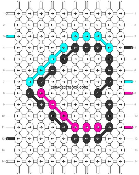 Alpha pattern #57896 | BraceletBook Heart Simple, Bracelets Patterns, Diy Bracelets Patterns, 3d Cartoon, Alpha Pattern, Alpha Patterns, Friendship Bracelet Patterns, Bracelet Patterns, Friendship Bracelet