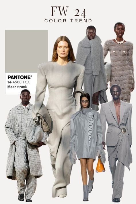 Pantone Winter 2024/25, Fw 2024 2025 Fashion Trends, 2025 Color Trends, 2024 Pantone Color, Pantone 2024, Gray Outfits, Fw 2024, Fashion Magazine Design, Avant Garde Dresses