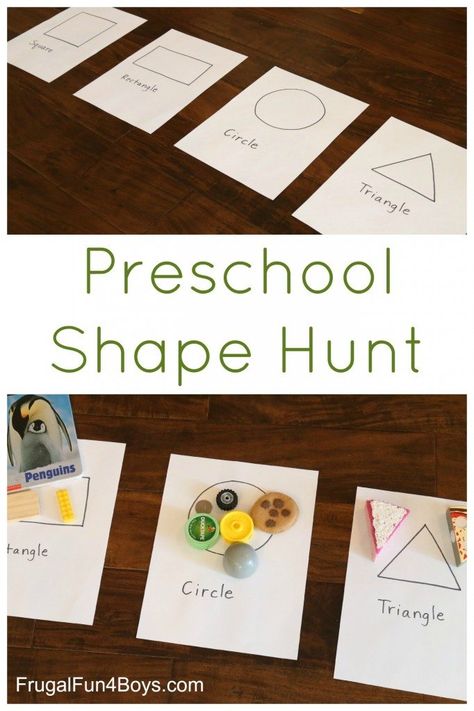 Shape-Hunt-Pin-682x1024 Shape Hunt, Preschool Shapes, Shape Activities Preschool, Shapes Preschool, Learning Shapes, Shapes Activities, E Mc2, Preschool At Home, Preschool Lessons