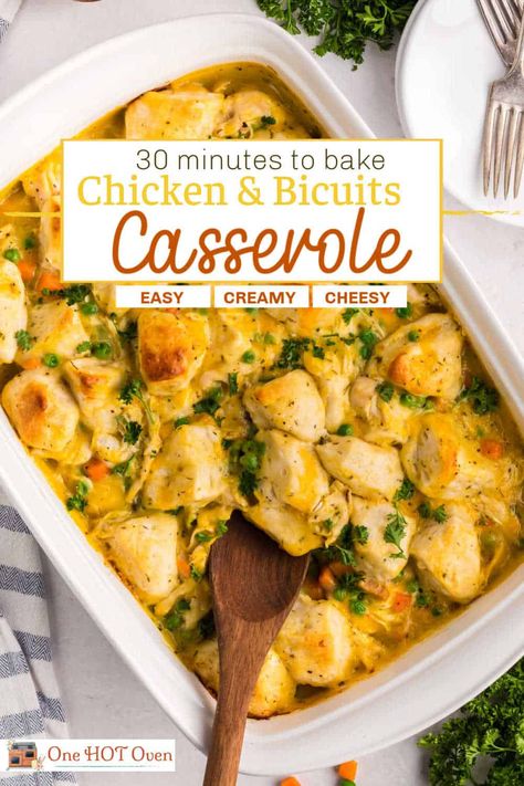 Chicken Biscuit Casserole Recipes, Chicken Casserole With Biscuits, Cozy Chicken Recipes, Chicken Biscuit Recipes, Creamed Chicken Over Biscuits, Creamy Chicken And Biscuits, Chicken And Biscuits Recipe, Chicken And Biscuit Casserole, Chicken And Biscuits Casserole