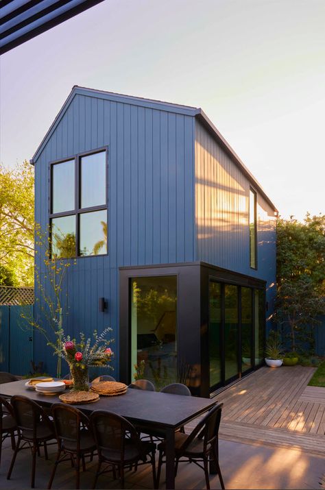 St Andrews ADU - Assembledge+ Sp Studio, Adu Ideas, Arch Entryway, Green Siding, Fibre Cement Cladding, Backyard Garage, Black Window Frames, Ipe Wood, Accessory Dwelling Unit