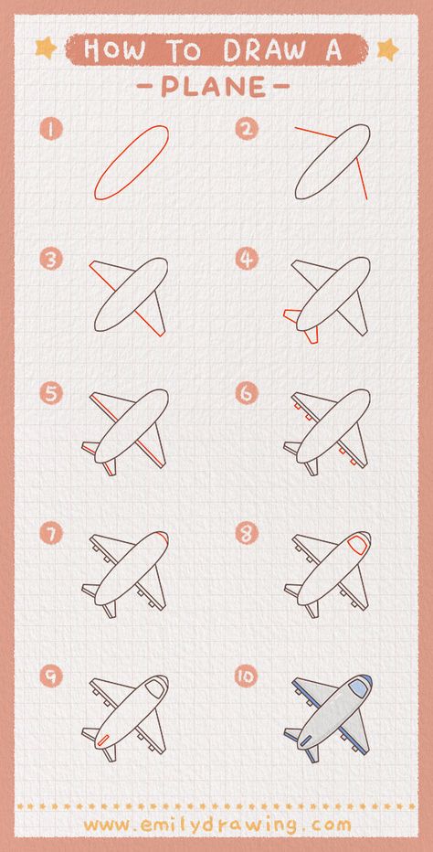 Step By Step Airplane Drawing, How To Draw A Jet Plane Step By Step, How To Draw Airplane, How To Draw An Airplane, How To Draw A Plane, Easy Plane Drawing, Airplane Drawing For Kids, Plane Drawing Simple, Airplane Drawing Easy