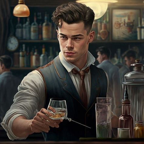 Bartender Concept Art, Bartender Character Design, Cyberpunk Male, Cthulhu Art, Romance Series Books, Male Pose Reference, Art Surrealism, Chica Cool, Digital Portrait Art