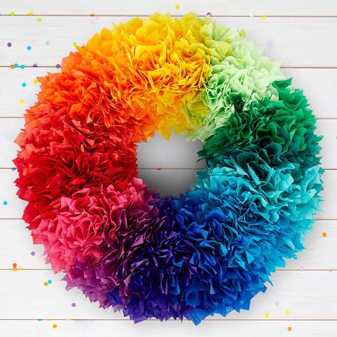 Sale going on now! Diy Patriotic Bunting, Rainbow Wreath Diy, Paper Wreath Diy, Patriotic Bunting, Body Candle, Rainbow Wreath, Red Tissue Paper, Candle Supplies, Paper Wreath